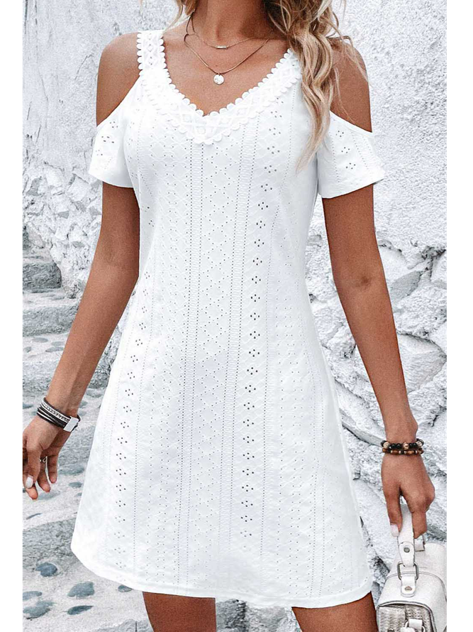 Plain V Neck Casual Loose Dress With No Belt