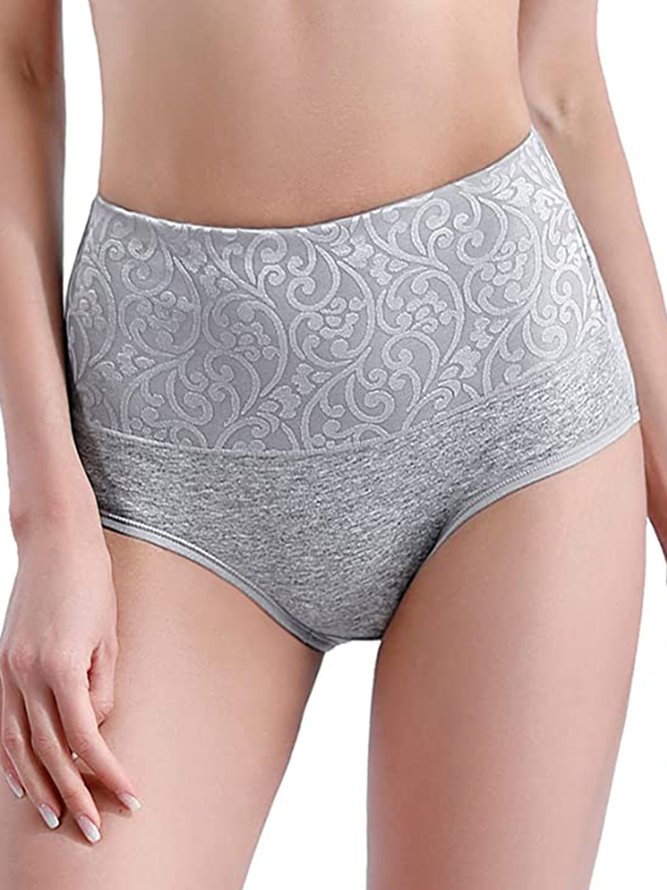 Jacquard Cotton Breathable High Waist Briefs