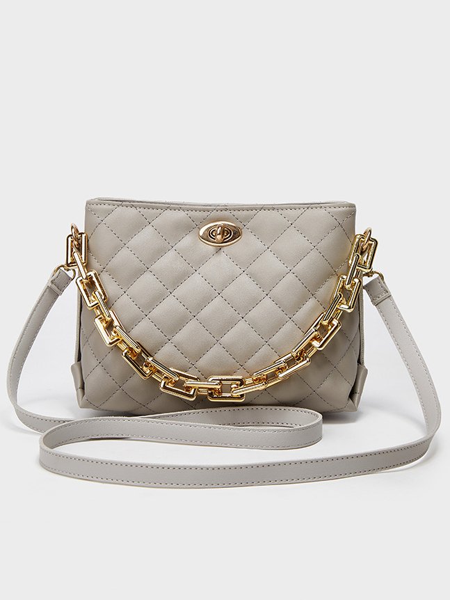 Elegant Embossed Leather Chain Handbag Messenger Bag Urban Ladies