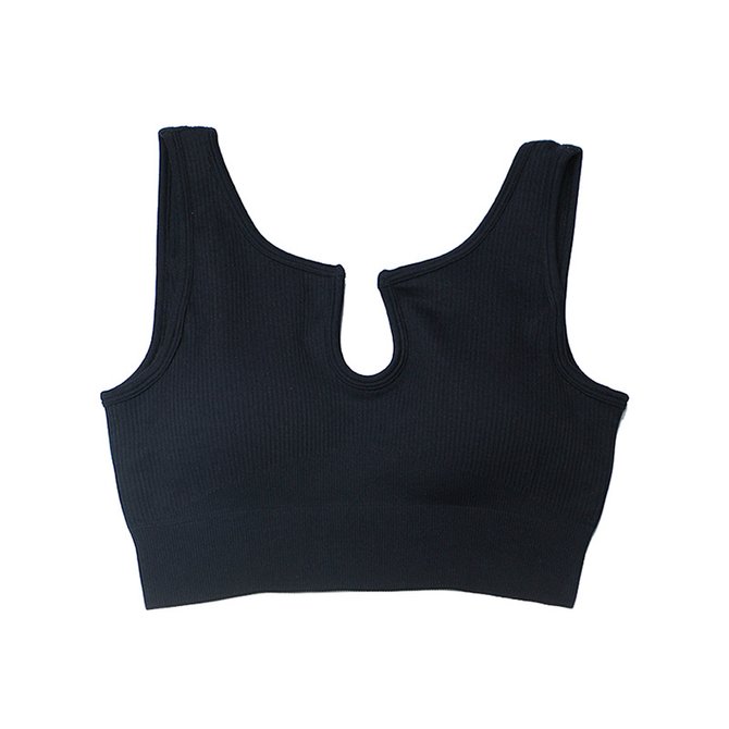 Simple Plain Notched Sports Bra