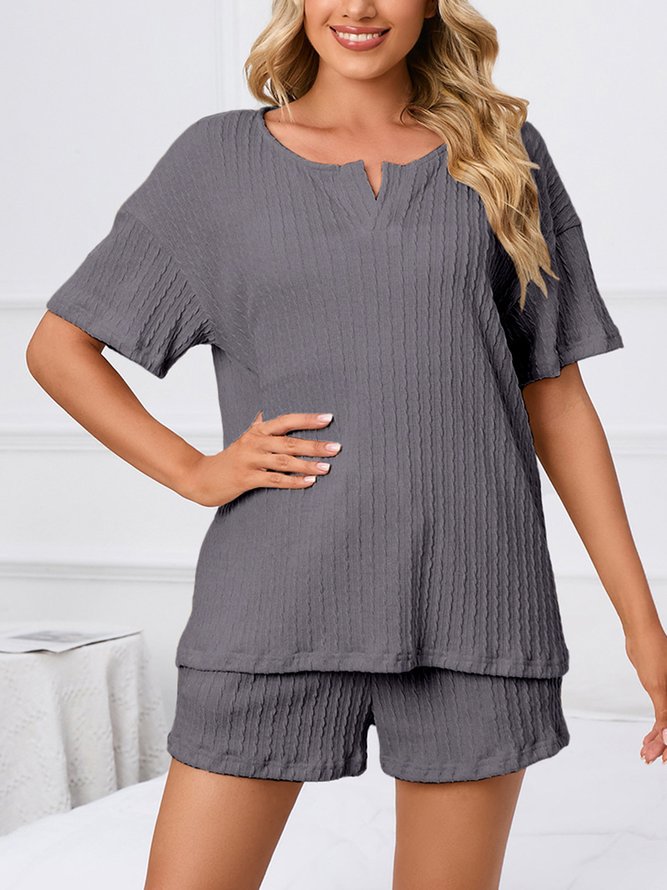 Breathable Comfortable Casual Loose Jacquard Pajama Set