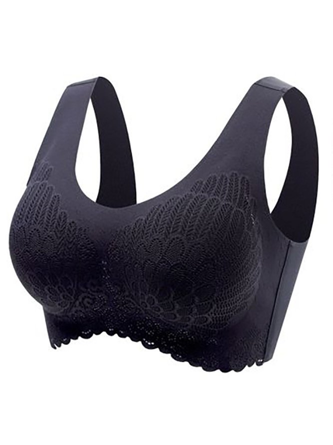 Feather Pattern Casual Jacquard Bra & Bralette