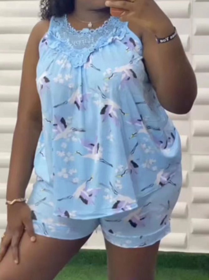 Breathable Comfort Style Lace Floral Elegant Romantic Pajama Set