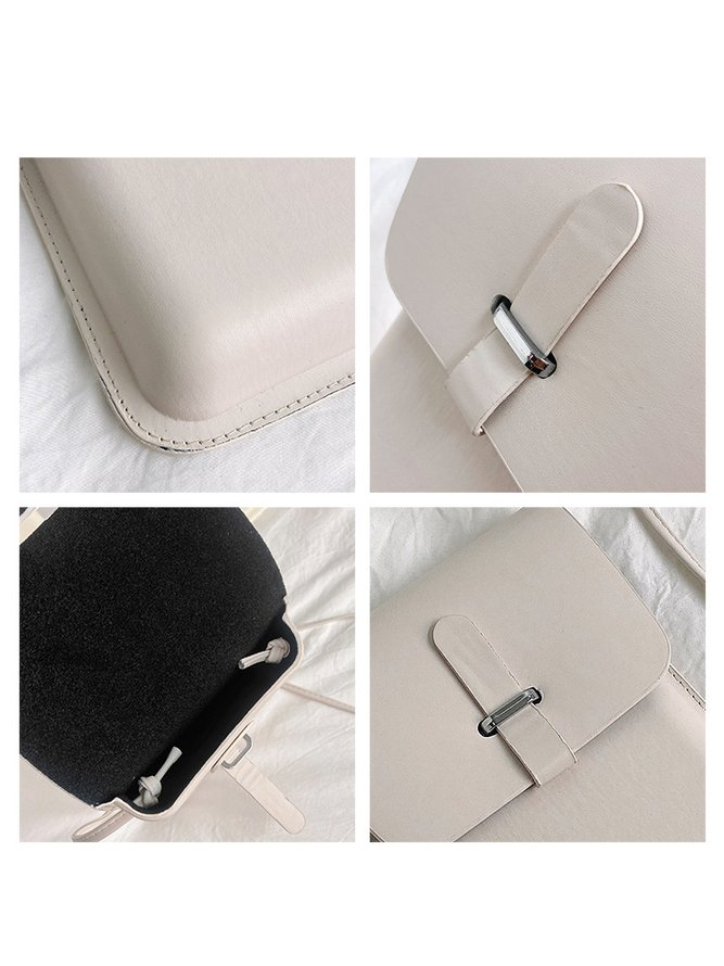 Casual Plain Leather Messenger Bag Women Daily Commuting Urban