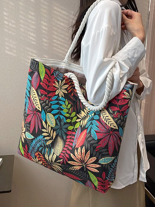 Bohemia Tropical Plant Pattern Large Capacity Shoulder Bag Casual Urban Women's Tote Bag