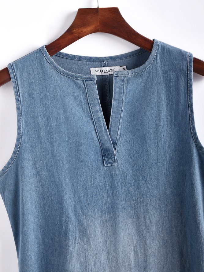 V Neck Solid Casual Midi Dress