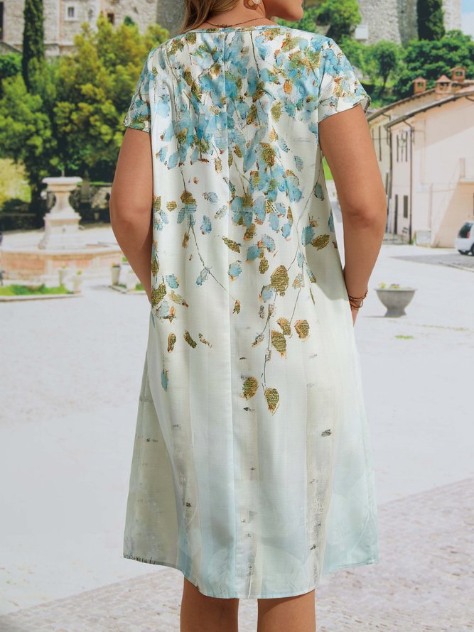 Casual Floral Crew Neck Dress