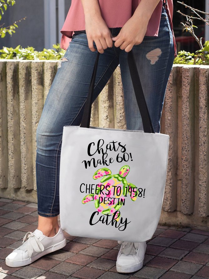 Alphabet Sea Turtle Linen Canvas Tote Shoulder Eco-Friendly Biodegradable