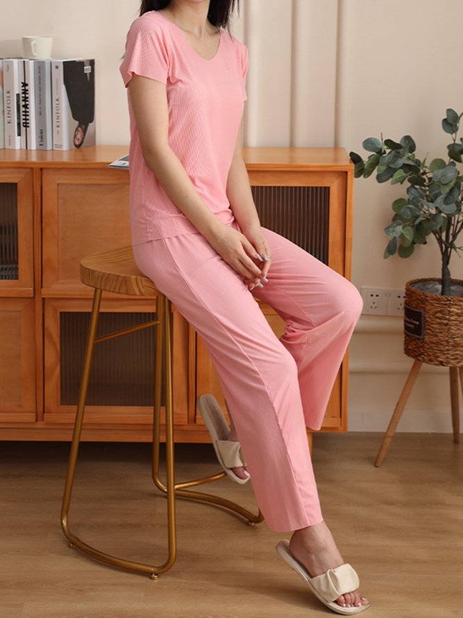 Ice Silk Fabric Short-sleeved Trousers Homewear Two-piece Set