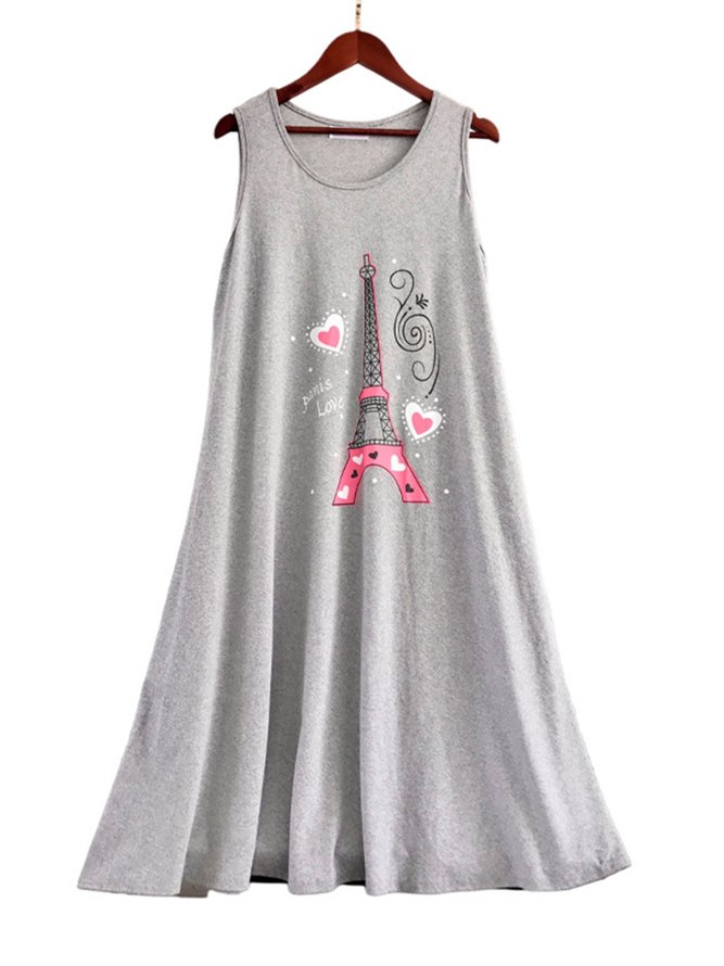 Breathable Comfortable Loose Eiffel Tower Vest Nightdress
