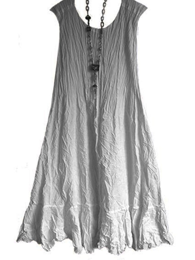 Crew Neck Women Weaving Dress Shift Daytime Casual Cotton-Blend Weaving Dress