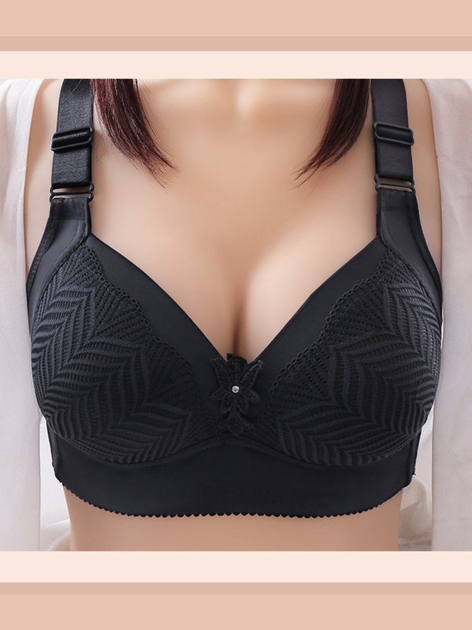 Breathable Wireless Floral Half Lace Bra and Relaxed Bra