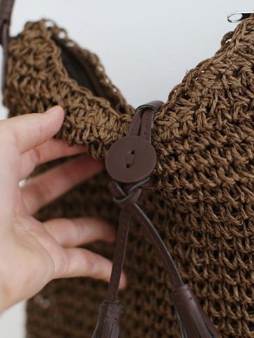 Casual Straw Button Women Messenger Bag Shoulder Bag Vacation Ethnic Boho