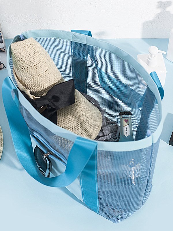 Vacation Beach Mesh Nylon Shoulder Tote Bag Women's Large Capacity Storage