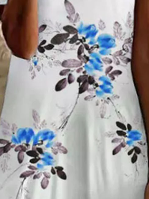 Casual Floral Shell Neck Knit Dress