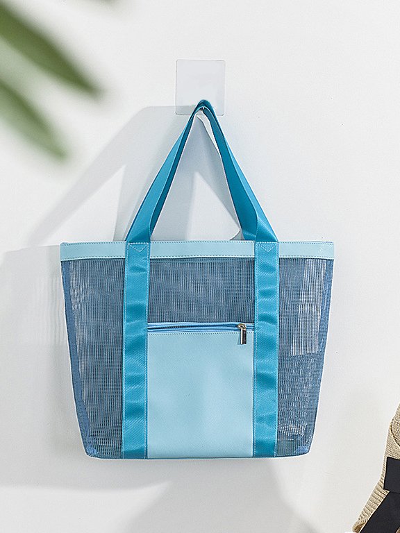 Vacation Beach Mesh Nylon Shoulder Tote Bag Women's Large Capacity Storage