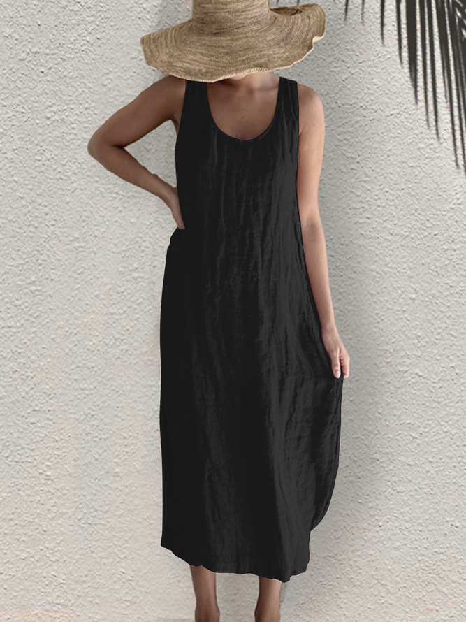 Cotton And Linen Casual Loose Dress