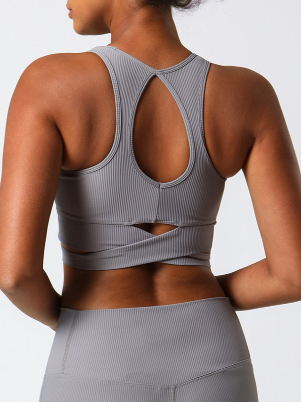 Plain Crew Neck Casual Sports Bra