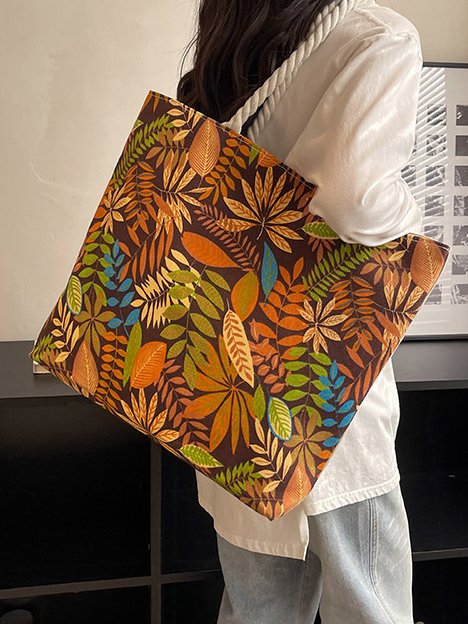 Bohemia Tropical Plant Pattern Large Capacity Shoulder Bag Casual Urban Women's Tote Bag