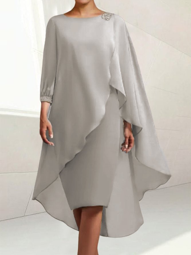 Elegant Chiffon Stitching High Elastic Split Joint Wedding Guest Formal Dress