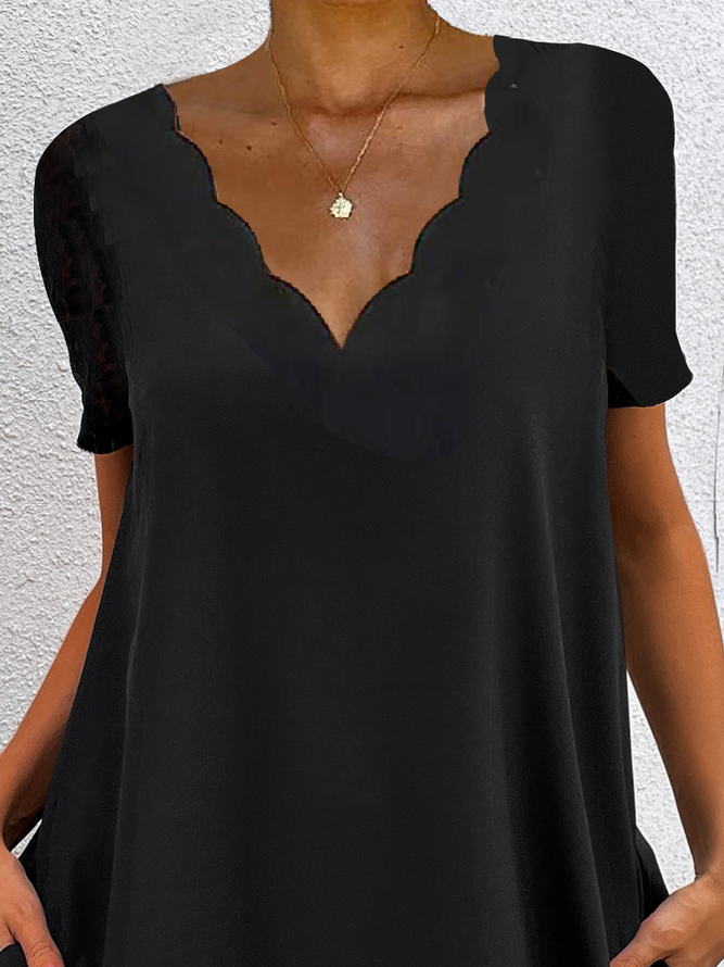 V Neck Plain Elegant Cut Out HemCasual Mini Prom Dress