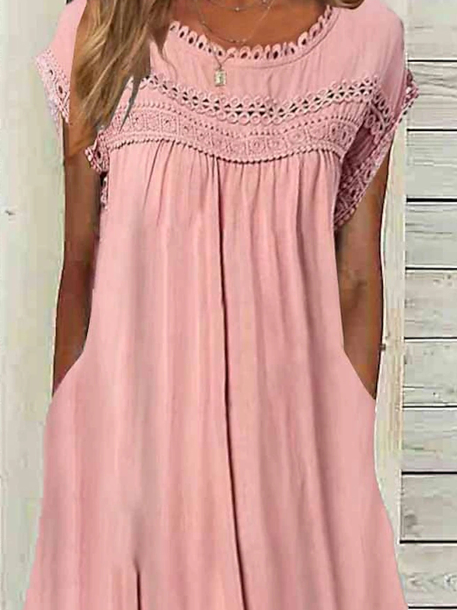 Womens Casual Loose Crew Neck Dresses