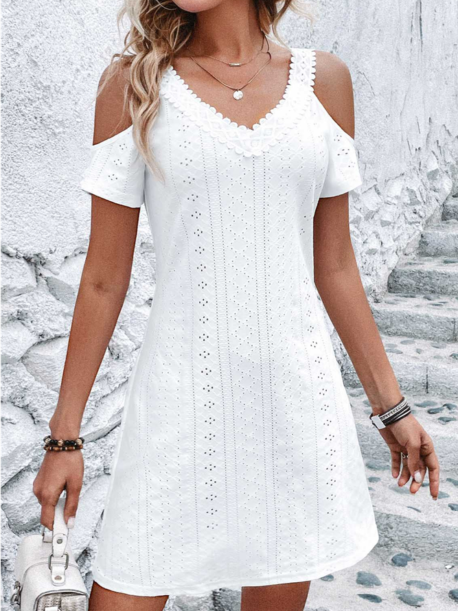 Plain V Neck Casual Loose Dress With No Belt
