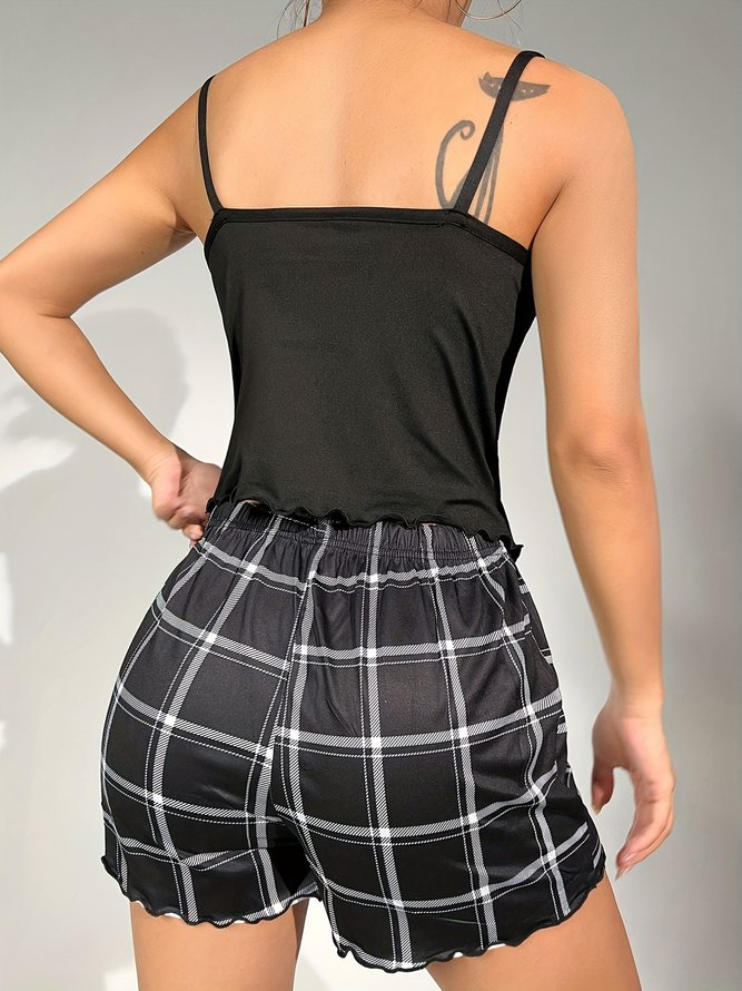 Casual Text Check Pajama Set