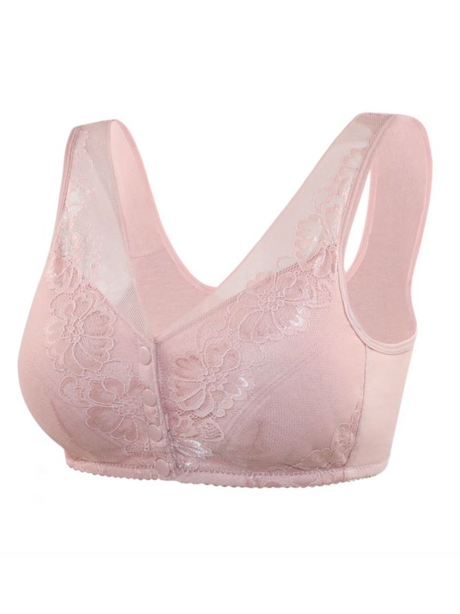 Breathable Cotton Lace Front Button Bra & Bralette