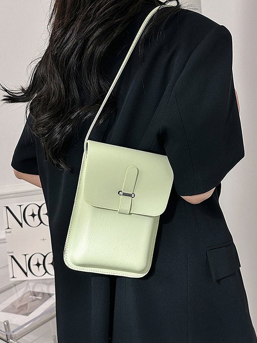 Casual Plain Leather Messenger Bag Women Daily Commuting Urban