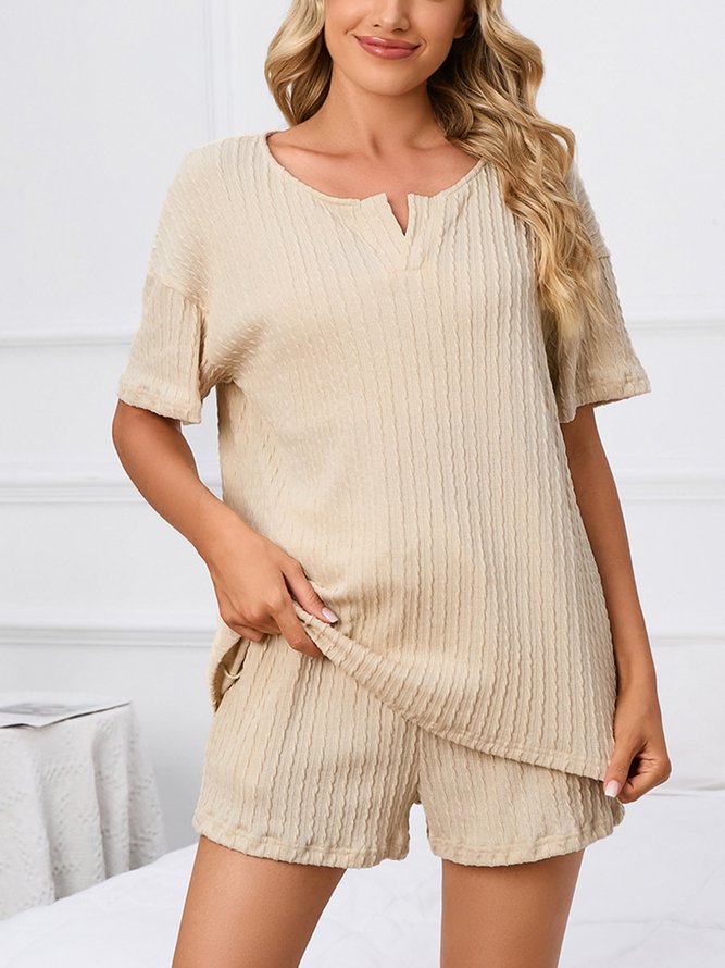 Breathable Comfortable Casual Loose Jacquard Pajama Set