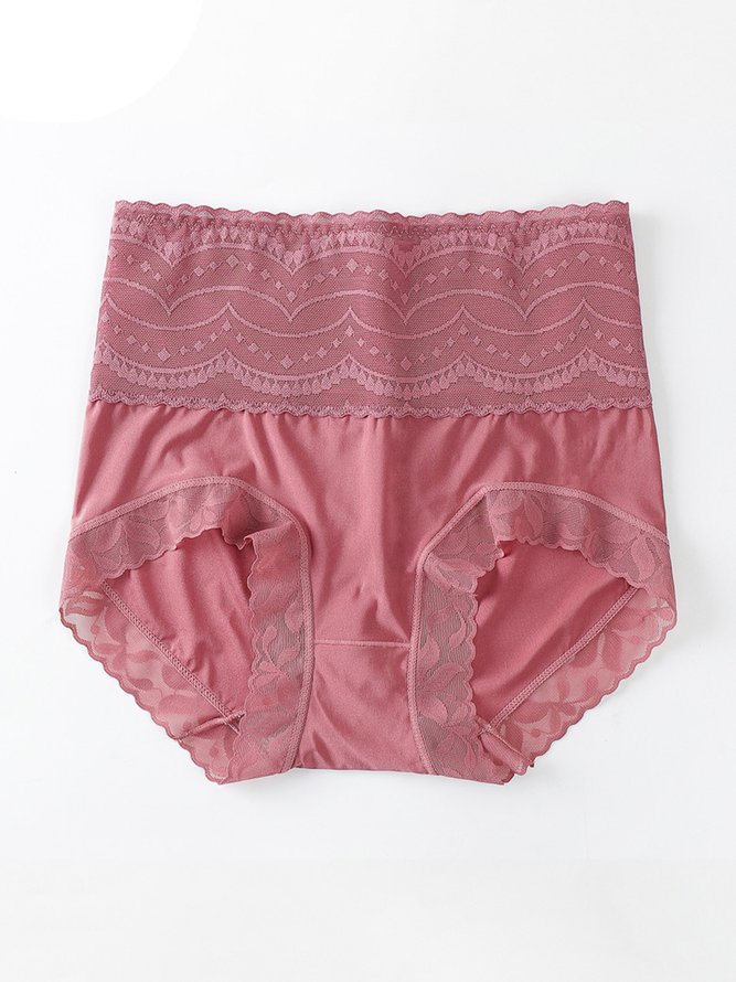 Breathable High Elastic Casual High Waist Lace Briefs Panty