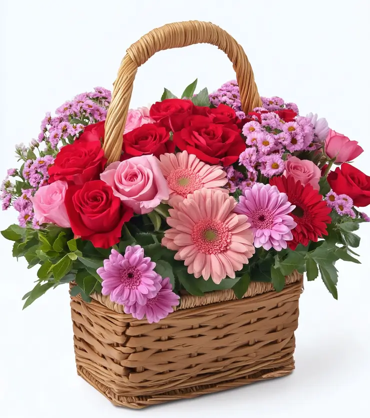 A Country Basket of Flowers