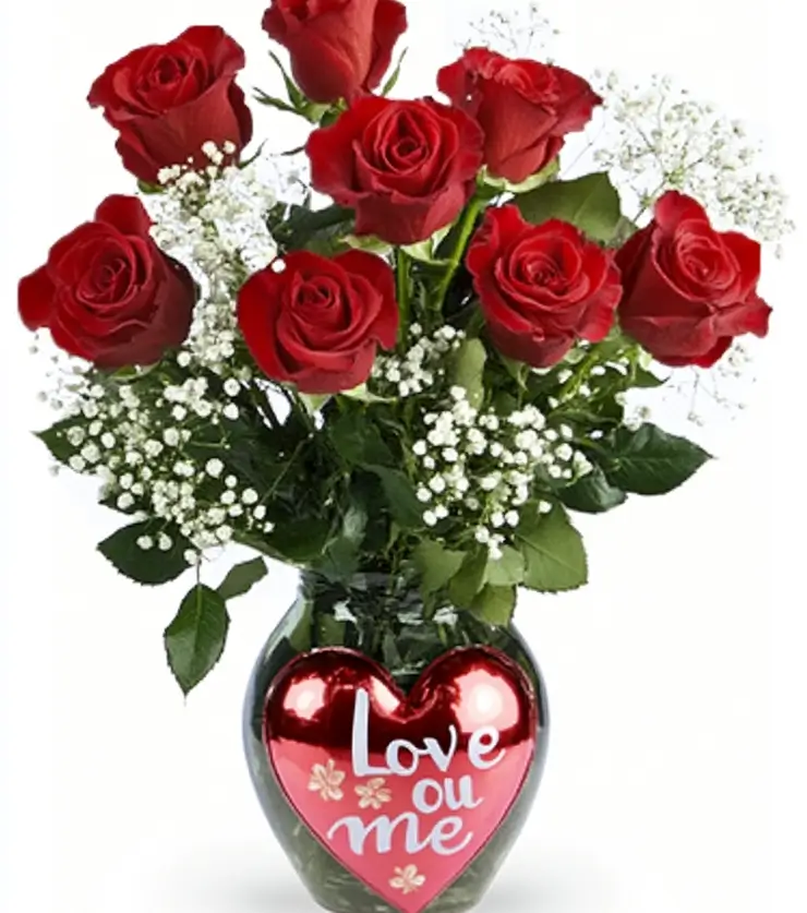 six red roses arrangement