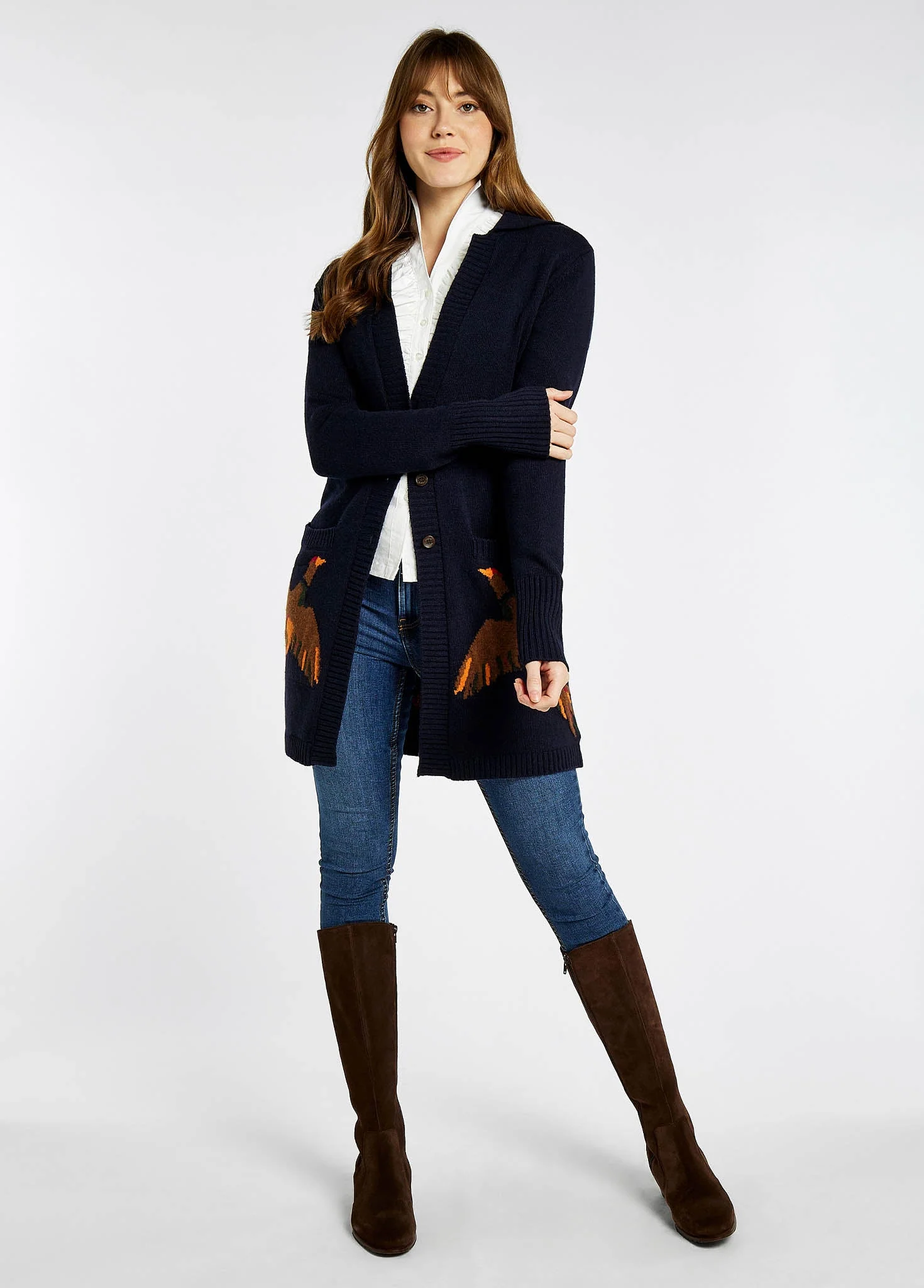 Dromore Pheasant Cardigan - Navy