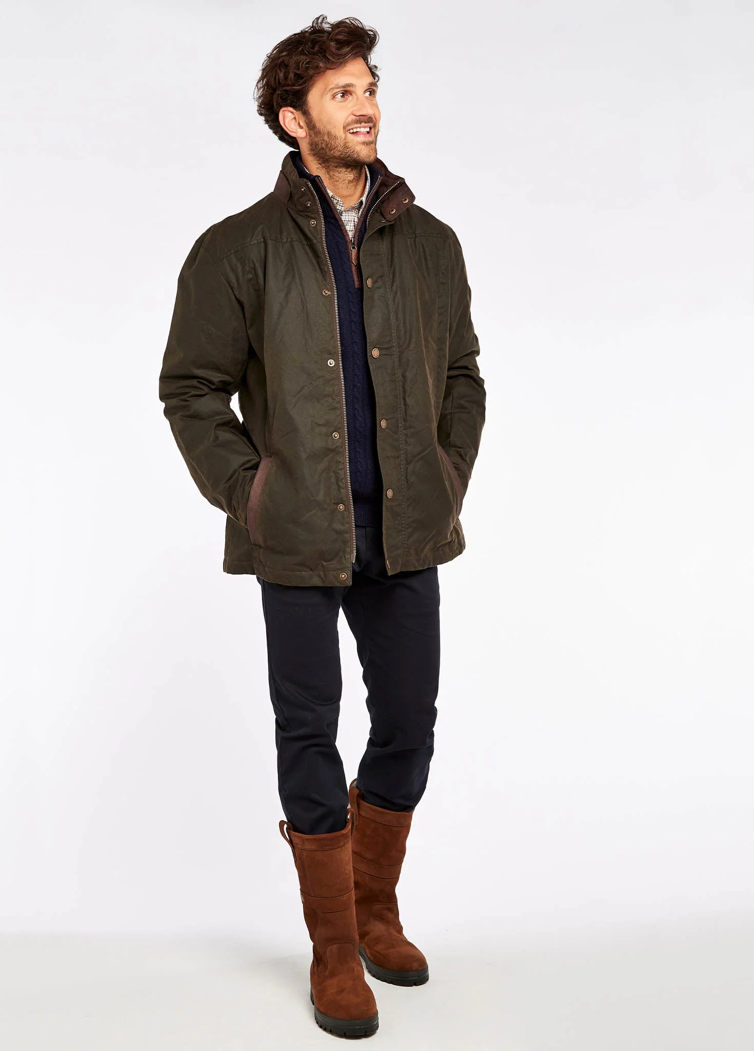 Carrickfergus Men's Waxed Cotton Jacket - Olive