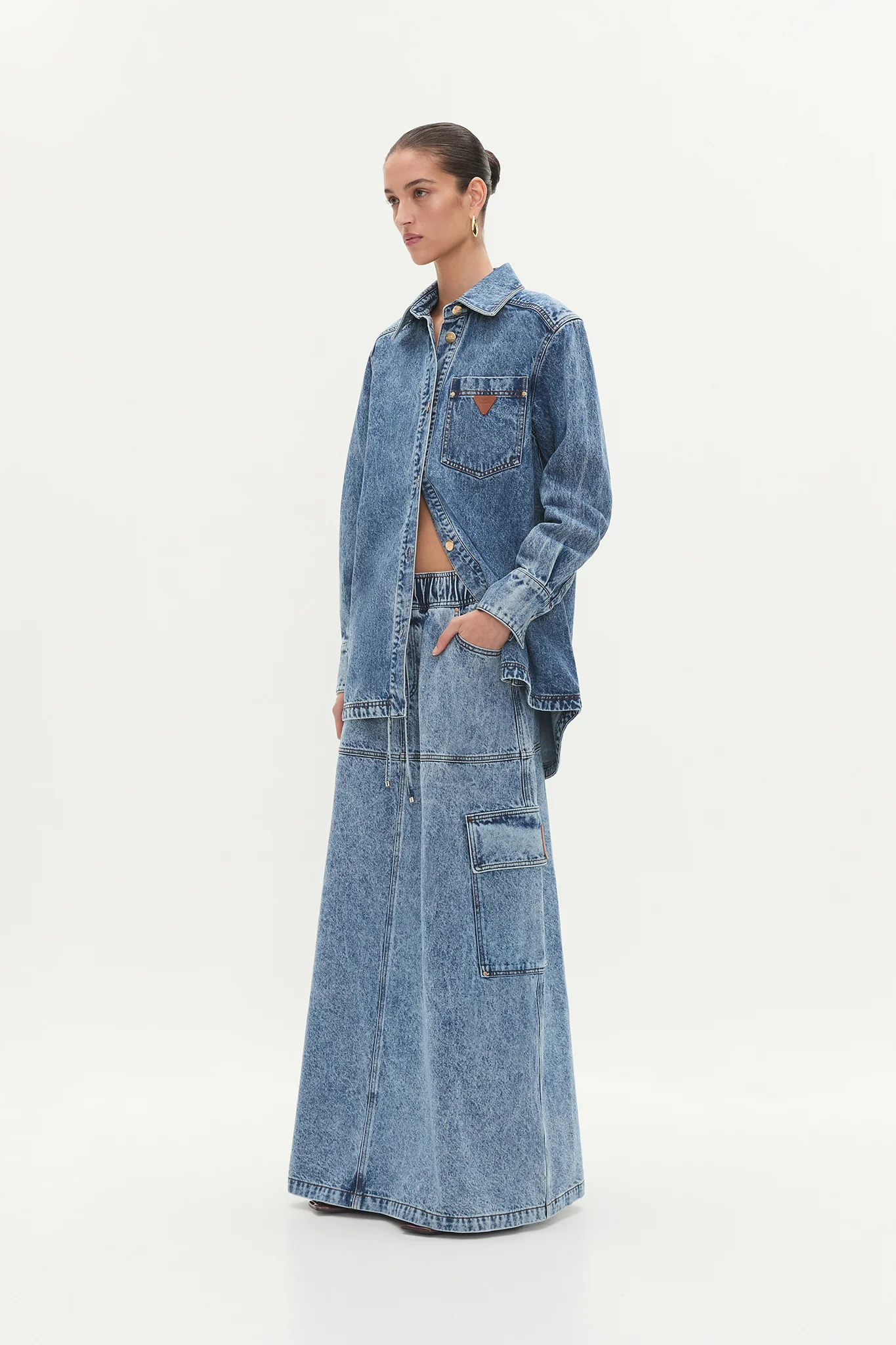Blues Denim Maxi Skirt