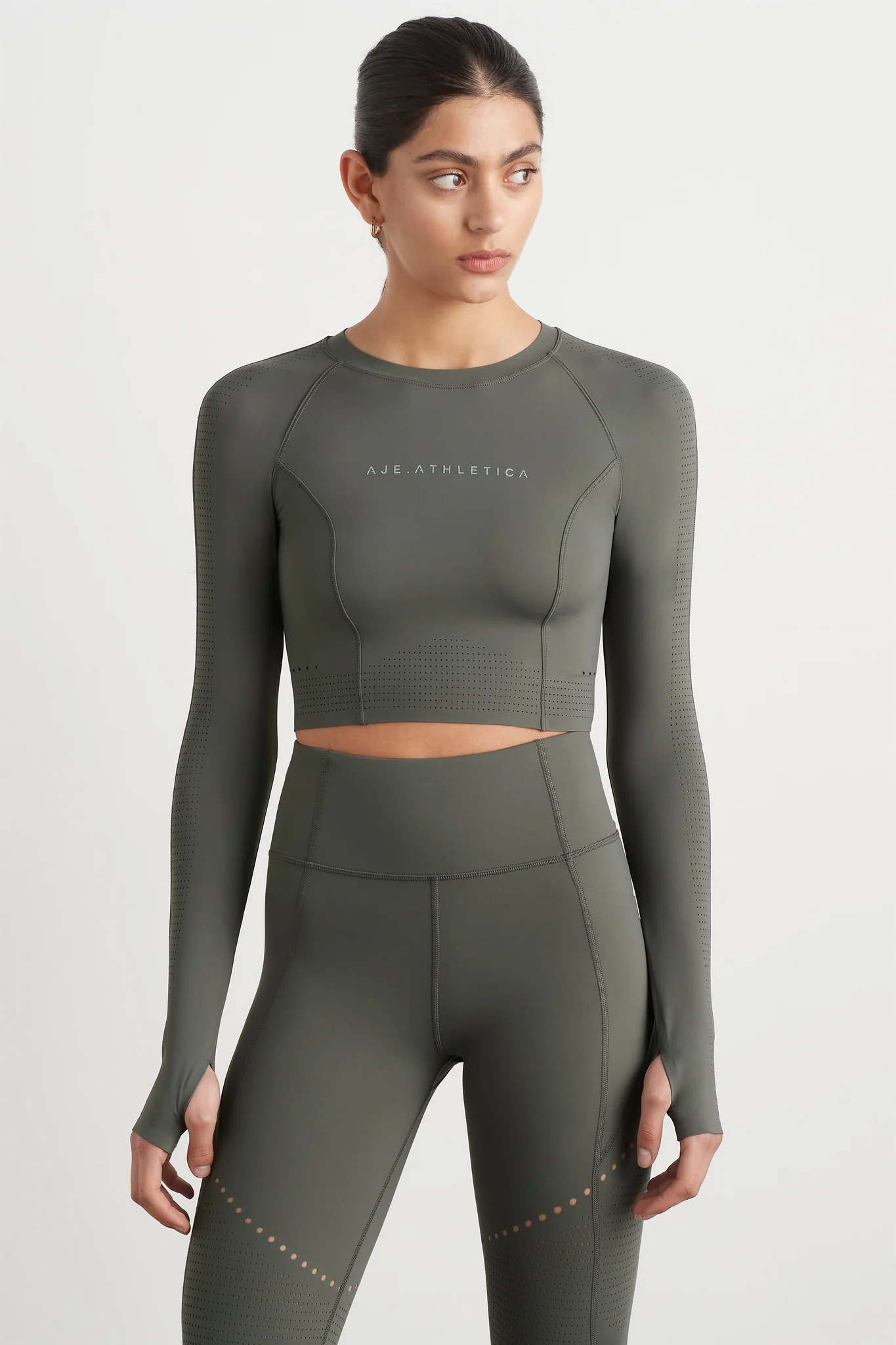 Perforated Long Sleeve Crop Top 340