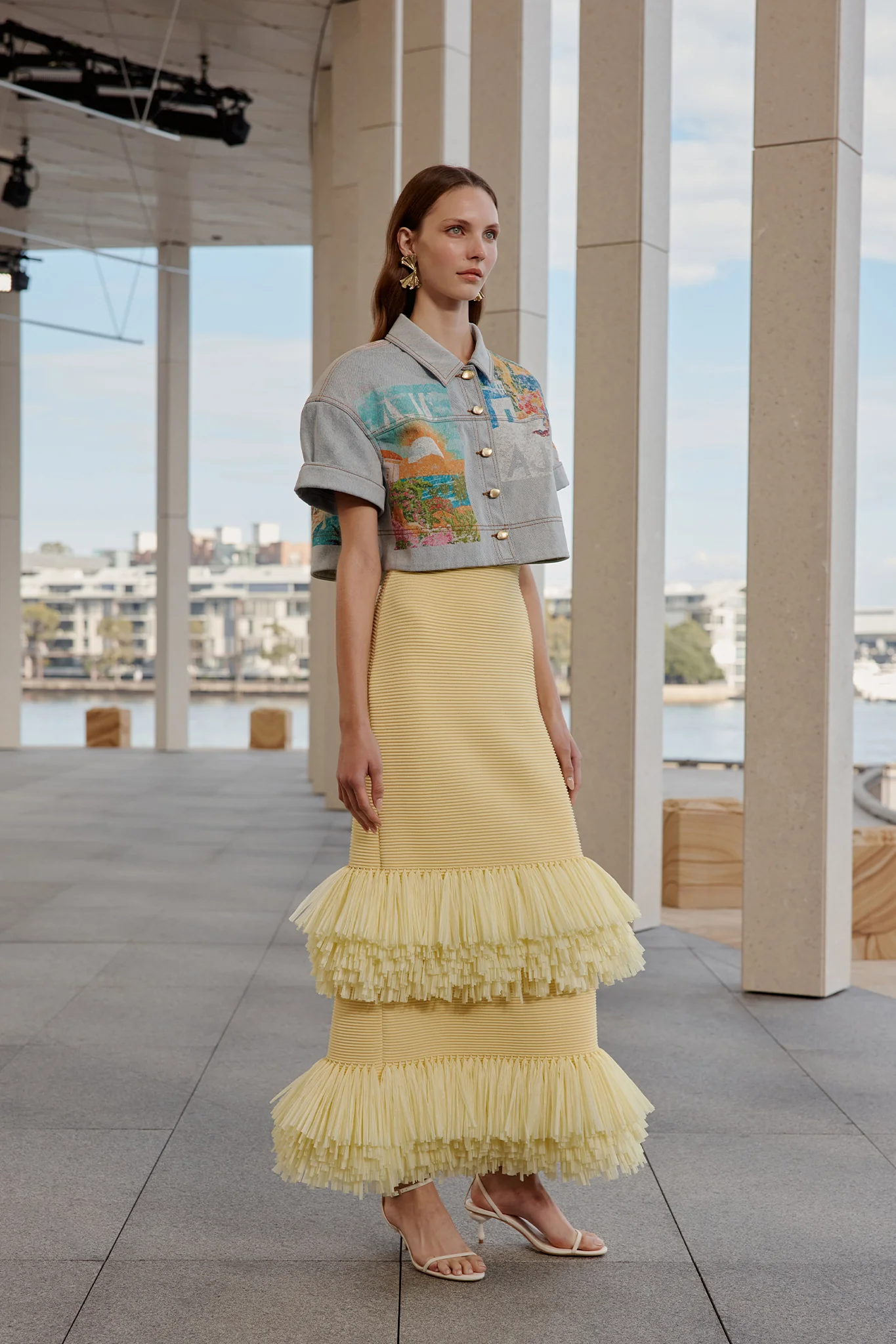 Agave Knit Raffia Midi Skirt