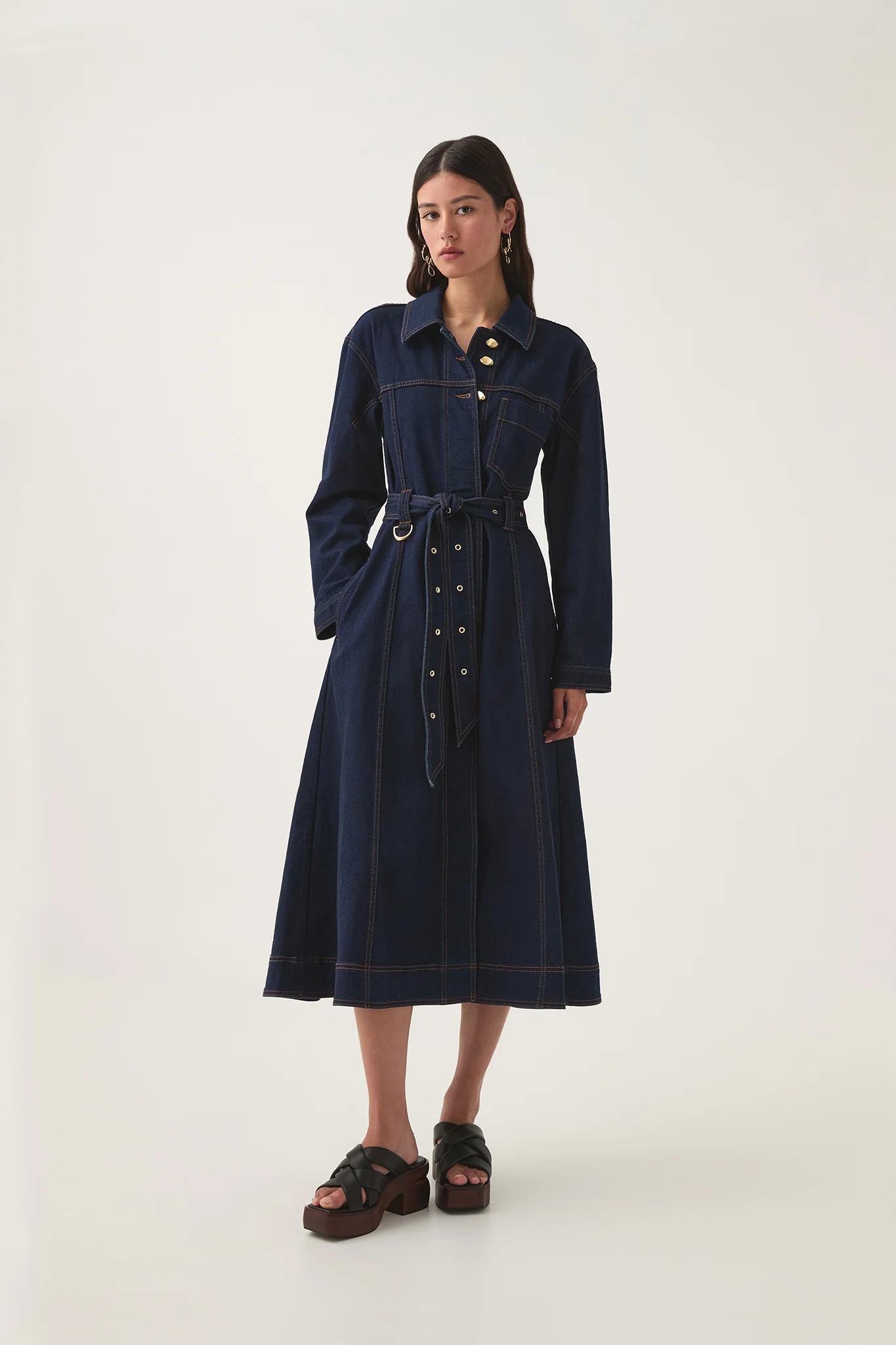 Resonance Denim Midi Dress