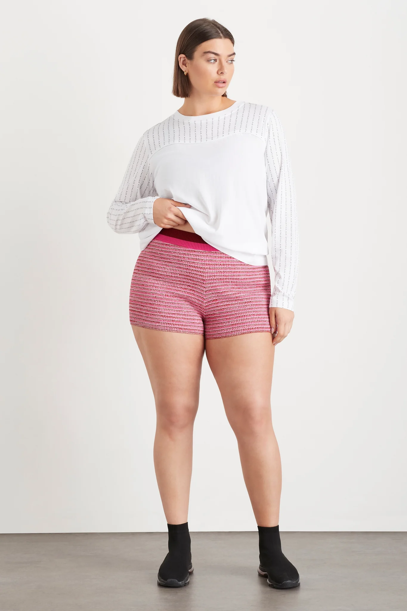 High Rise Striped Knit Bike Shorts 625