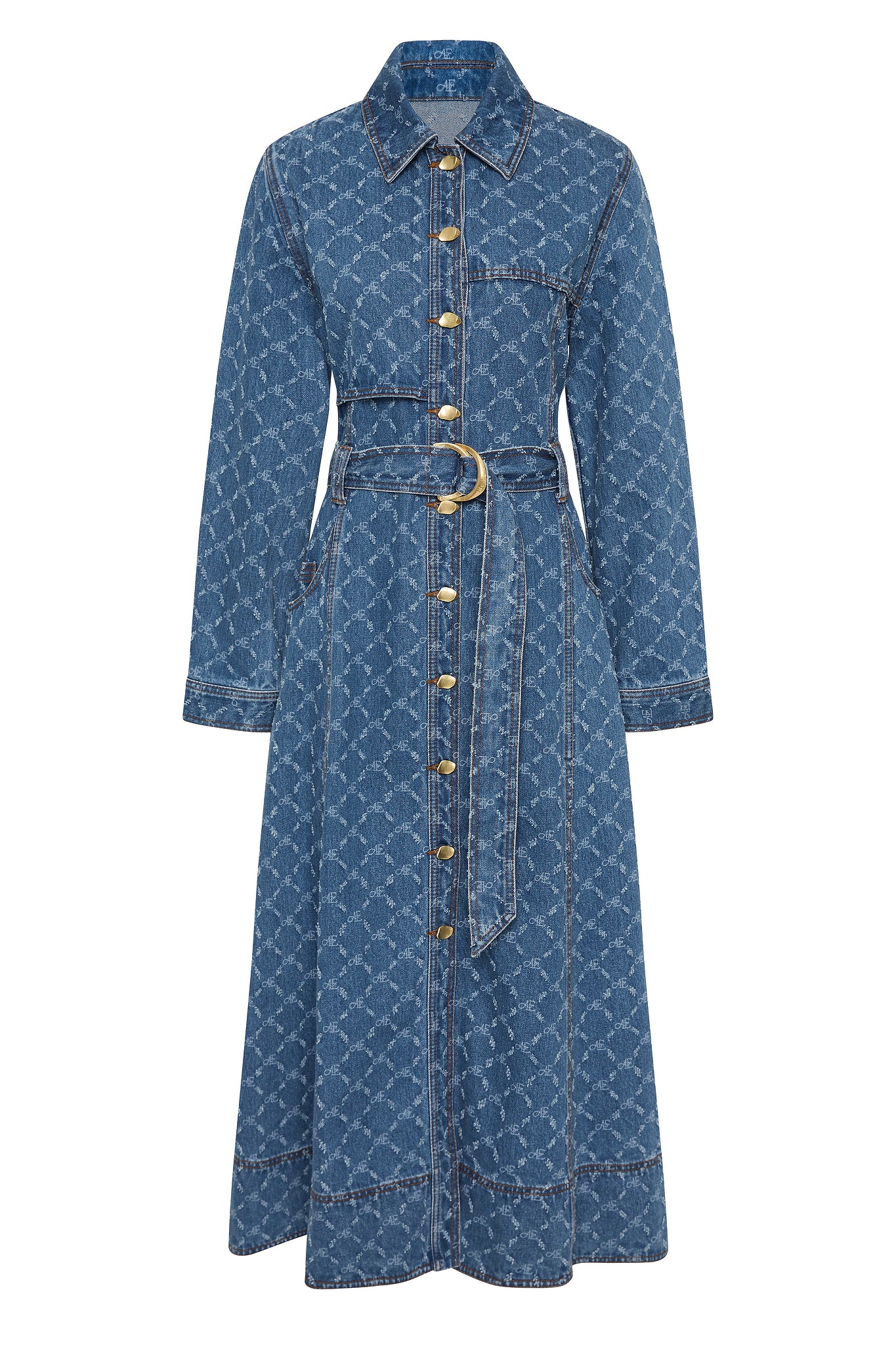 Check Denim Midi Dress
