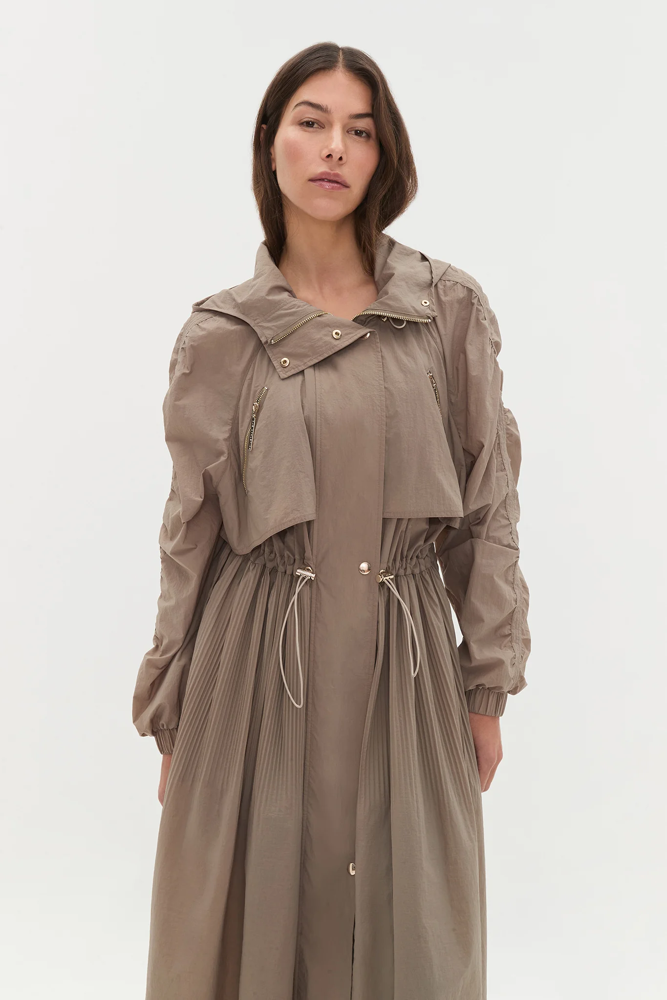 Longline Pleated Trench 703