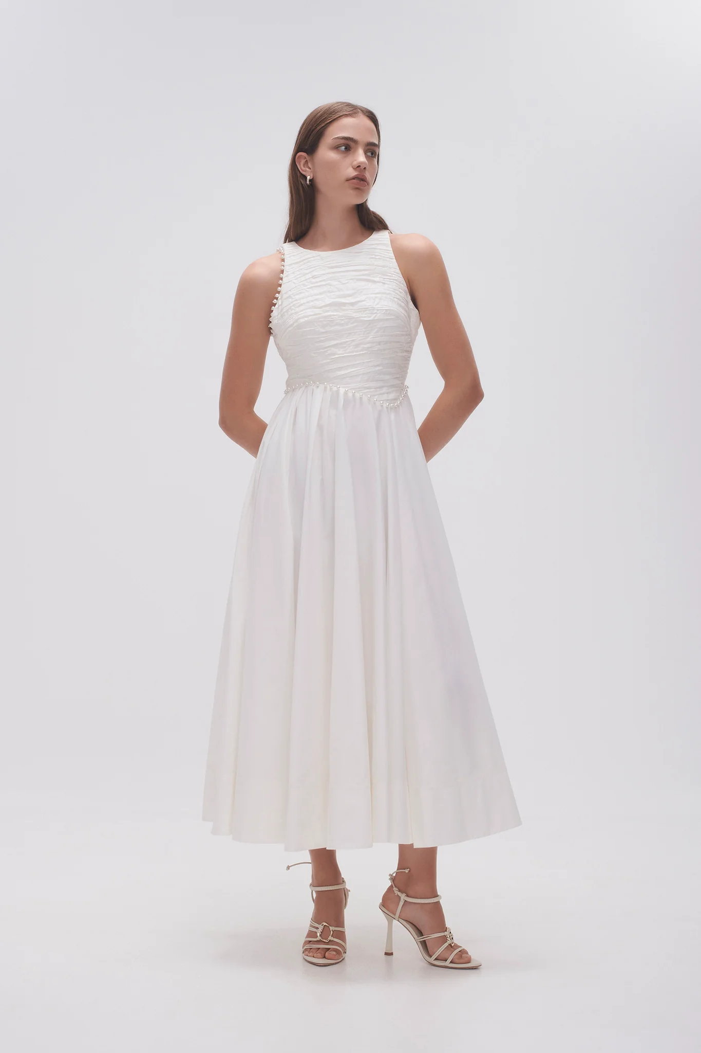 Florence Pearl Trim Midi Dress