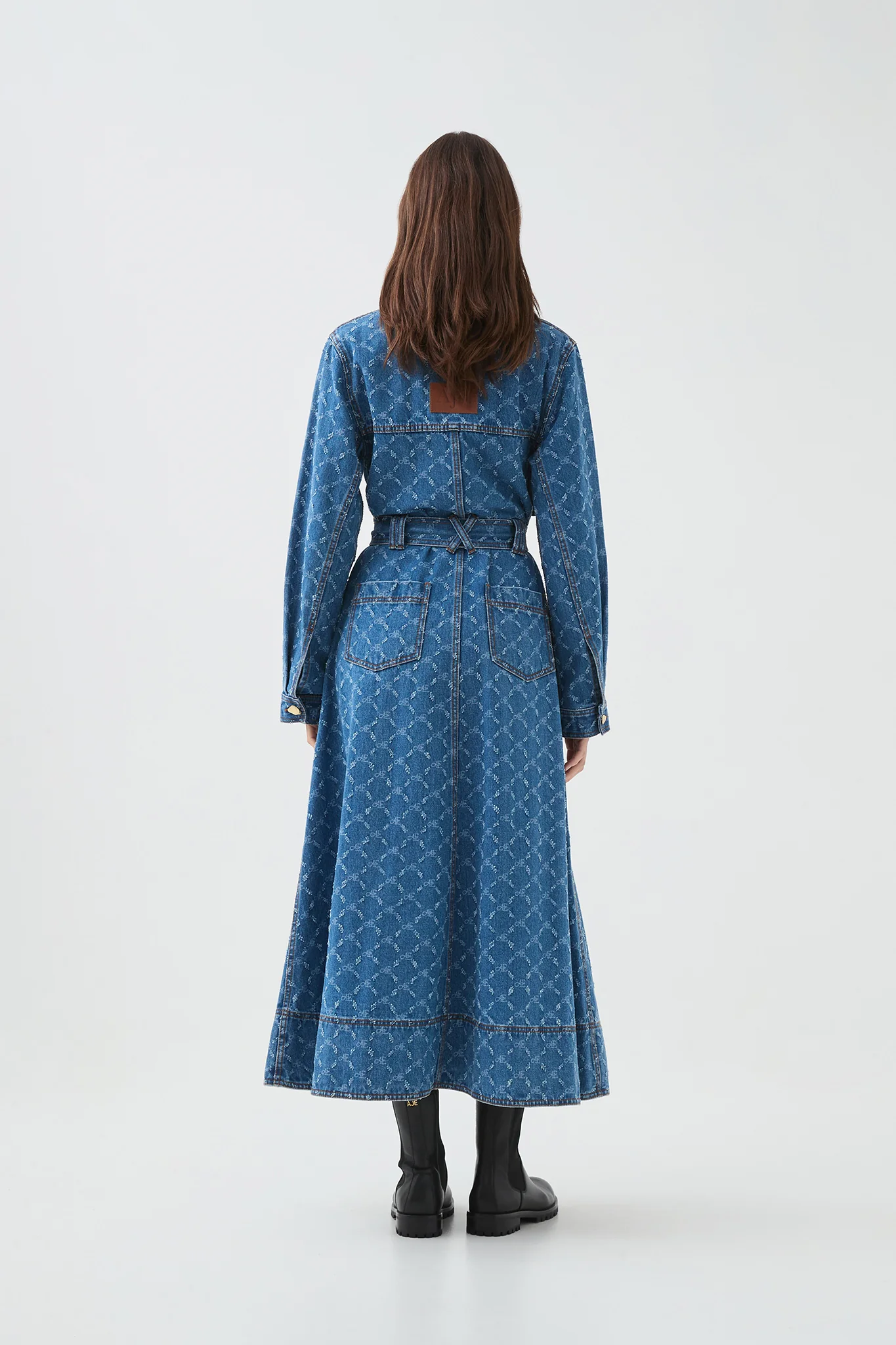 Check Denim Midi Dress