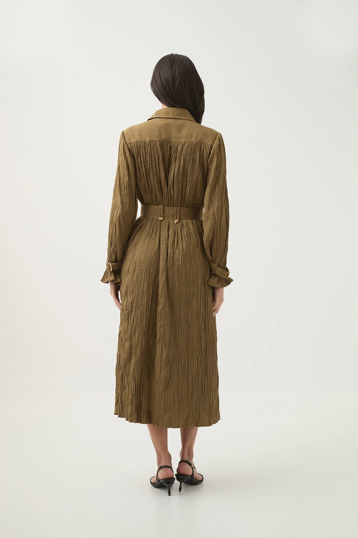 Bays Crushed Pleat Midi Dress