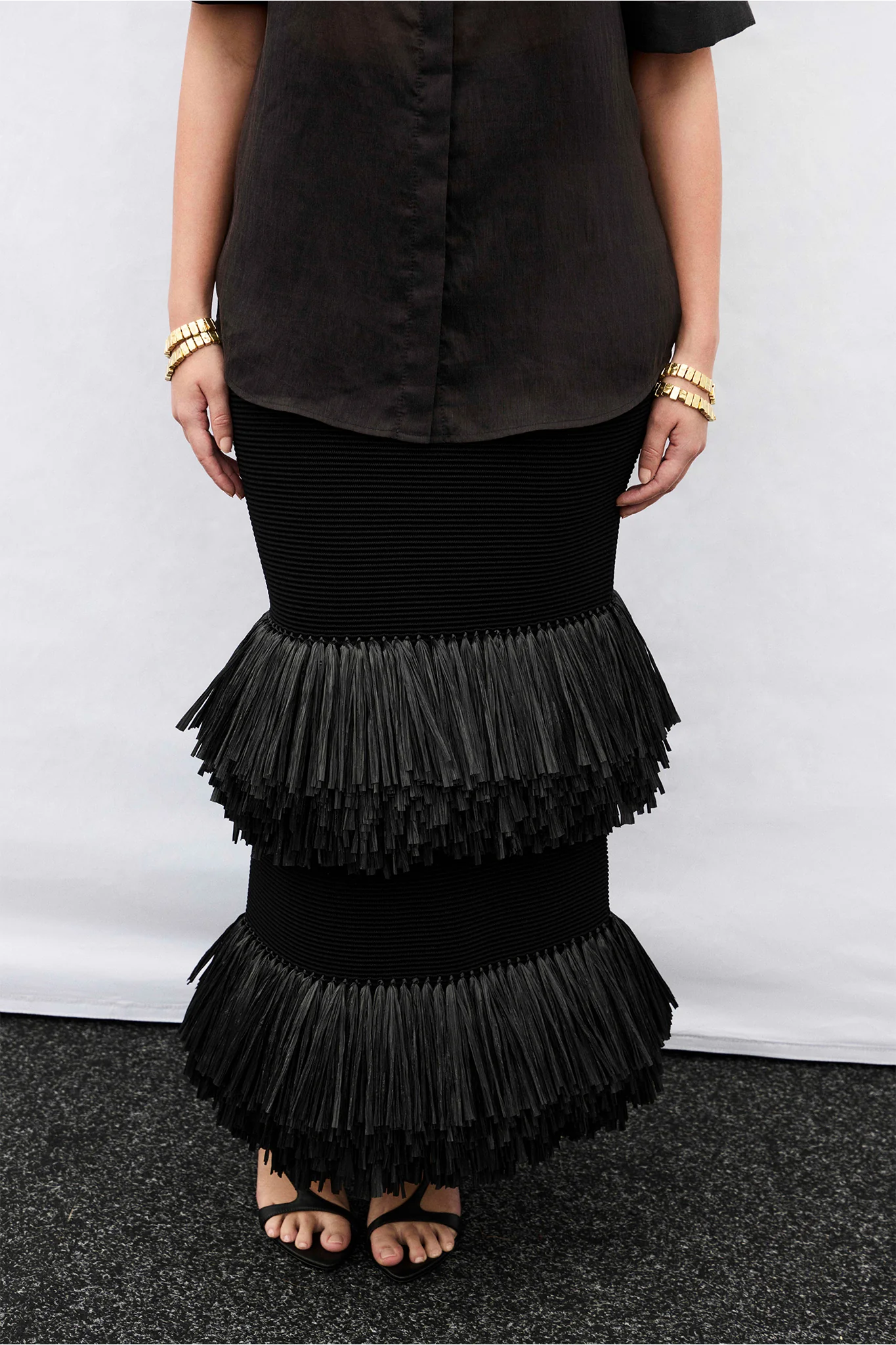 Agave Knit Raffia Midi Skirt