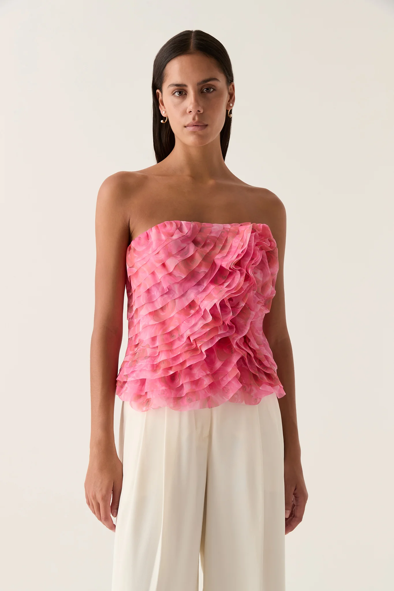 Charmed Rosette Ruffle Bustier