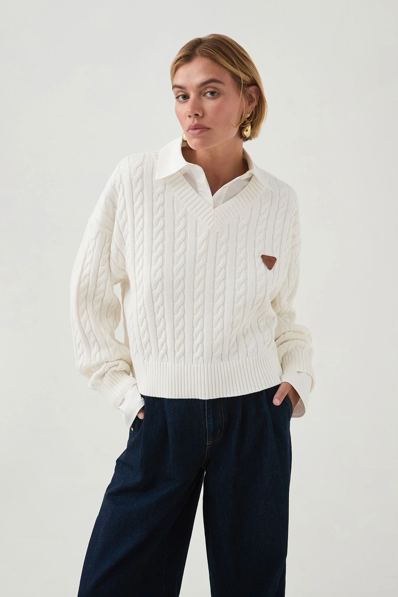 Naia Cropped Cable Knit