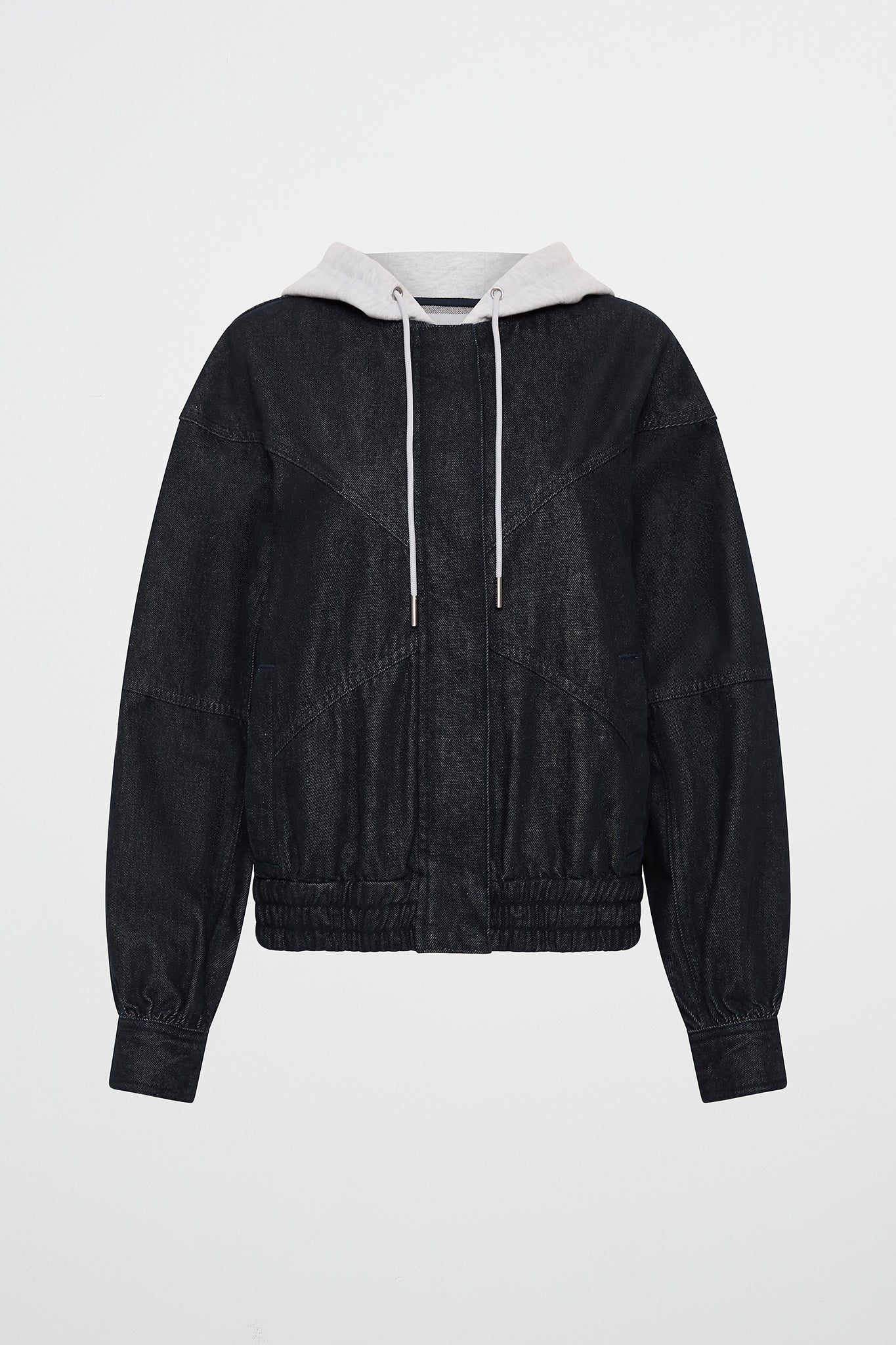 Cropped Hooded Denim Jacket